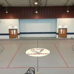 st john elementary gym construction basketball floor